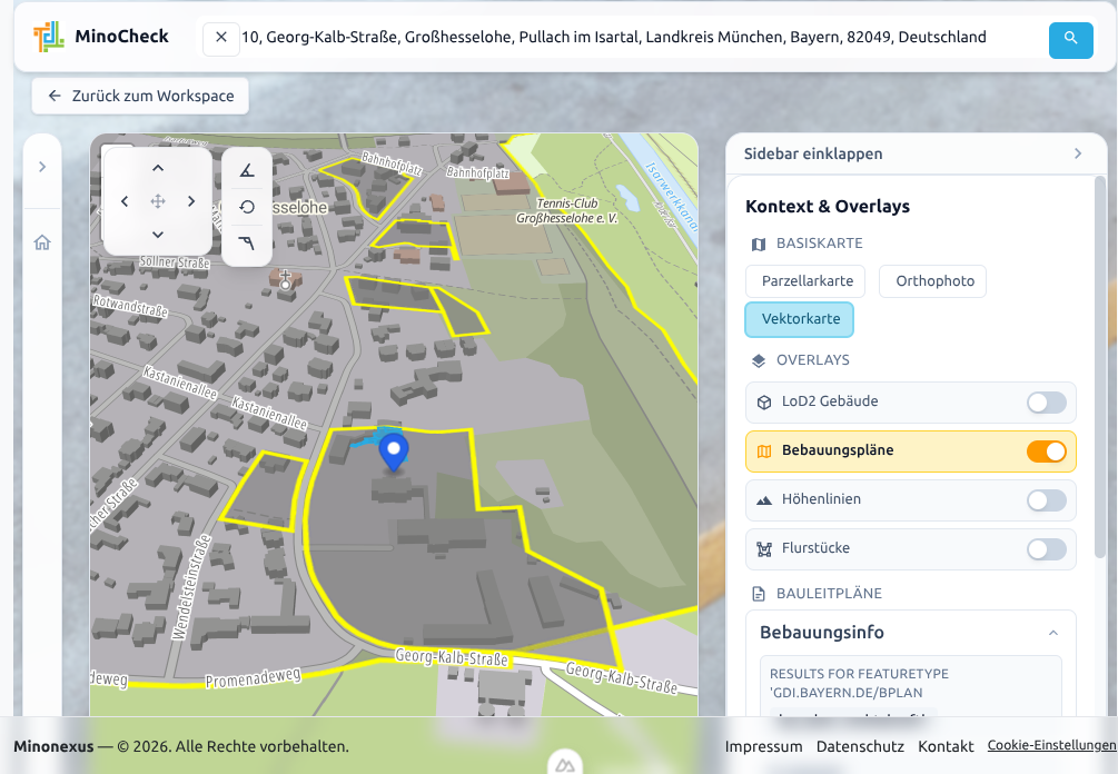 MinoCheck – Bebauungsplan-Overlay
