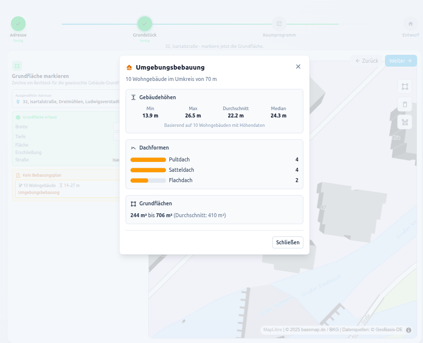MinoSketch – Analyse der Umgebungsbebauung
